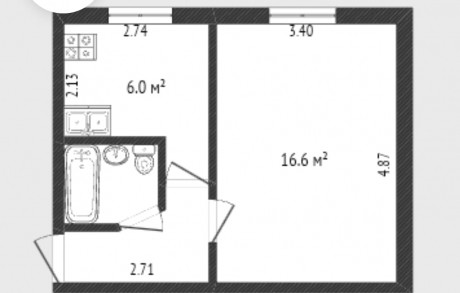 1к - квартира, 30 м², 3/5 эт.