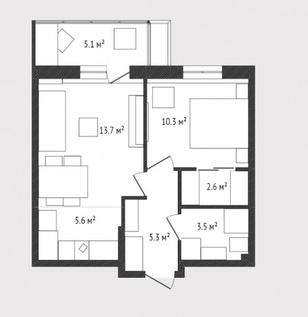 2к - квартира, 42 м², 14/16 эт.