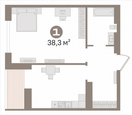 1к - квартира, 38.3&nbsp;м², 11/17&nbsp;эт.
